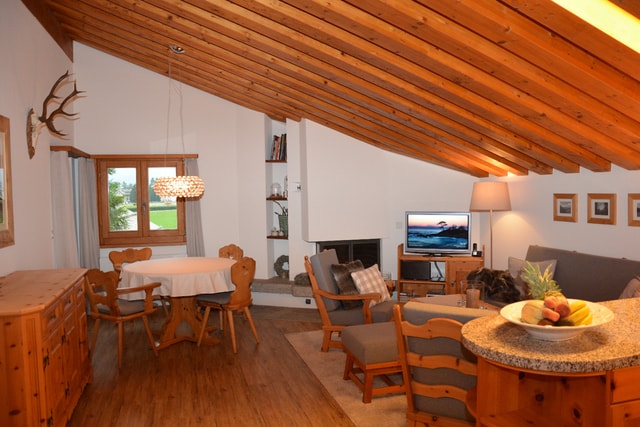 Modern living room 80m2 vacation rental Sils Maria