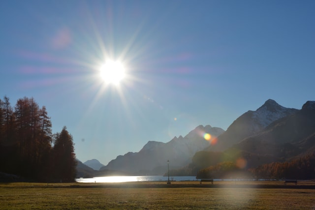 Golden autumn Engadin mountains