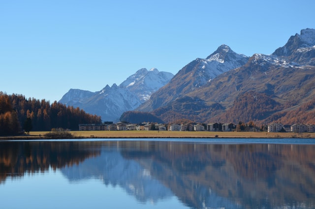 Autumn Engadin golden larch forests