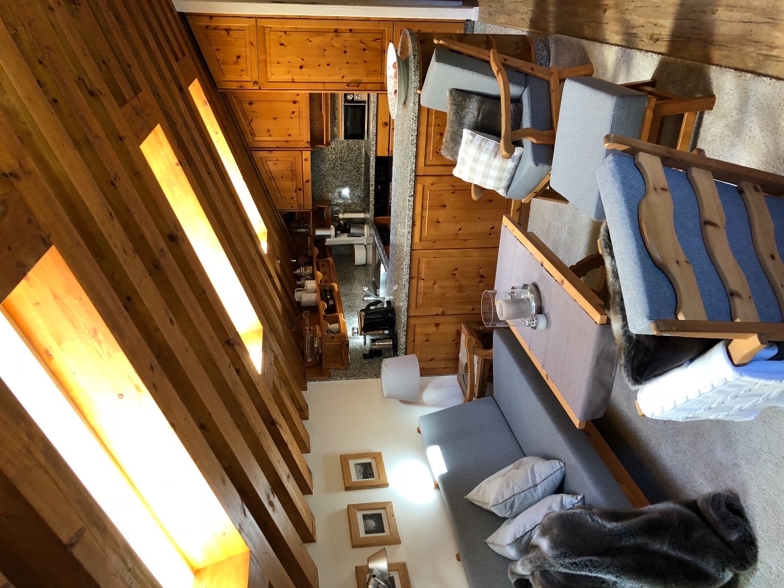 Open kitchen living area vacation rental Engadin